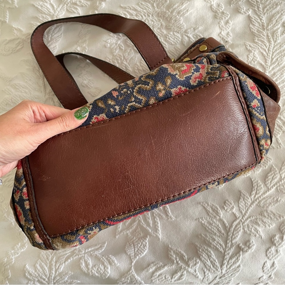 Fossil Bag, Fossil Long Live Vintage Bag, Leather & Tapestry Bag, Aztec Design - Picture 8 of 10